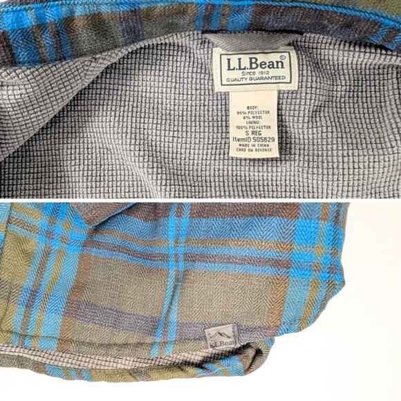 L.L.Bean Men's Small Brown Blue Plaid Lined Katahdin Performance Flannel Shirt - Picture 8 of 11